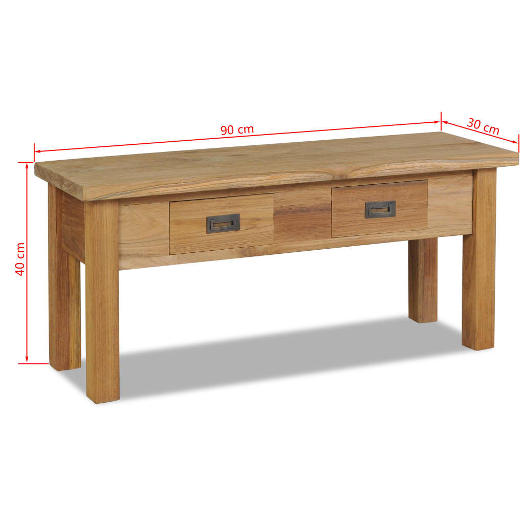 Solid Teak Hall Bench - 90x30x40 cm | Durable & Stylish Seating