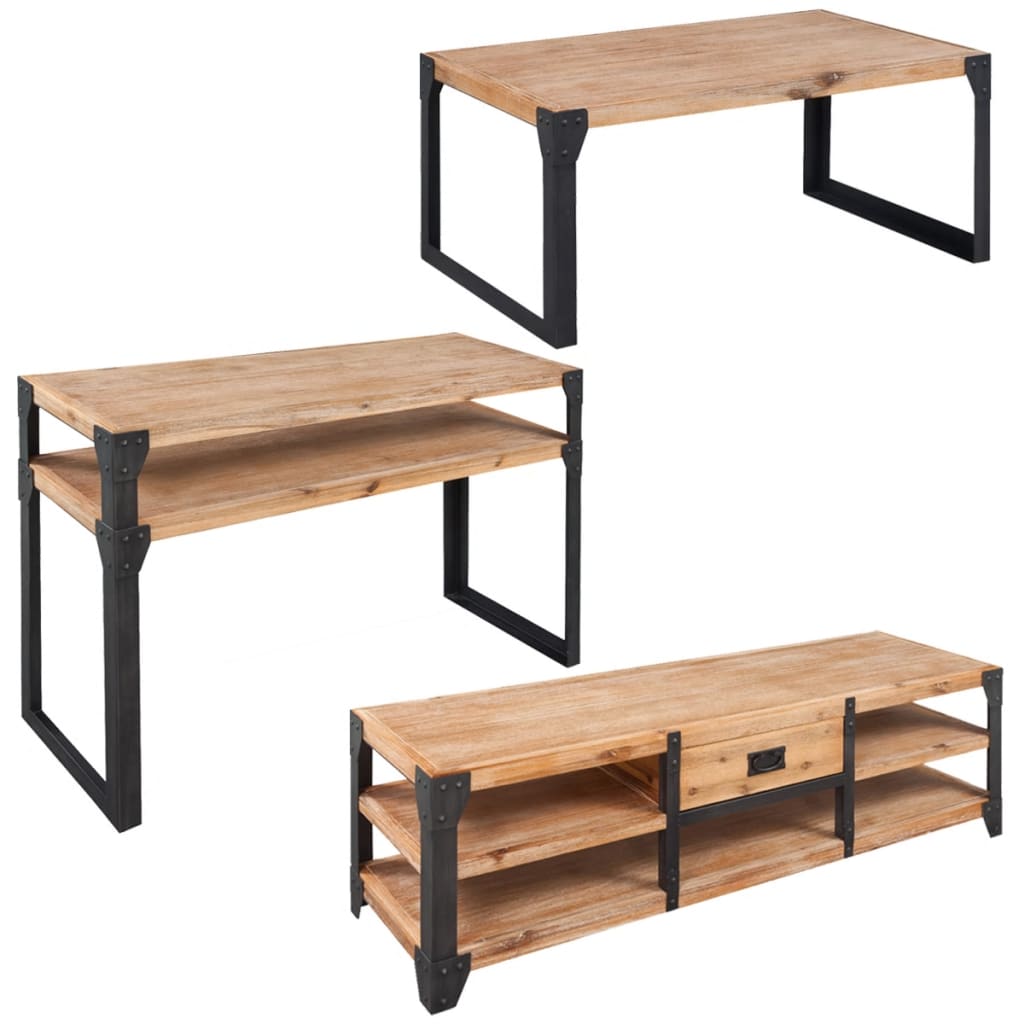Elegant Acacia Wood 3-Piece Living Room Furniture Set