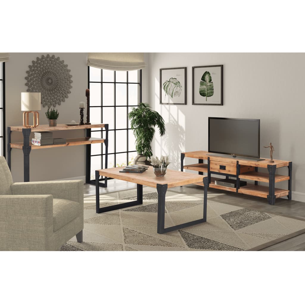 Elegant Acacia Wood 3-Piece Living Room Furniture Set