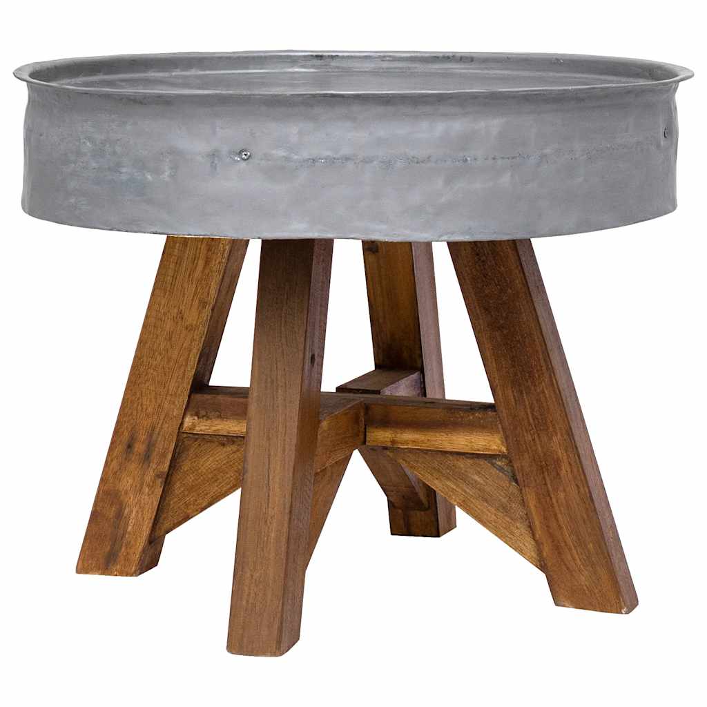 Coffee Table Mixed Recycled Wood 60x45 cm Silver