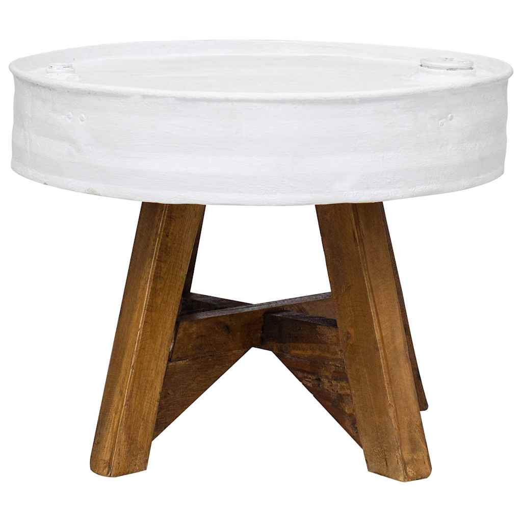 Coffee Table Solid Reclaimed Wood 60x45 cm White