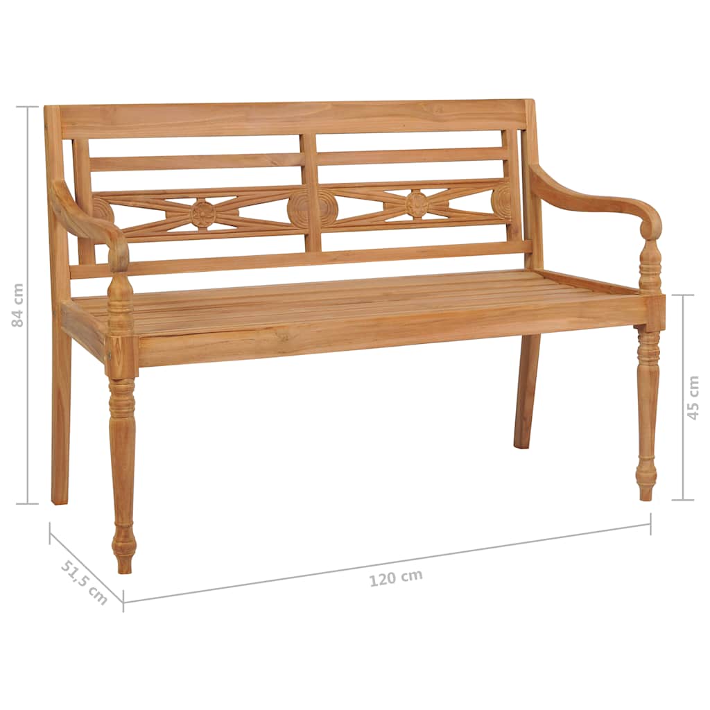 Elegant Teak Batavia Bench - 120 cm Solid Wood Outdoor Seating