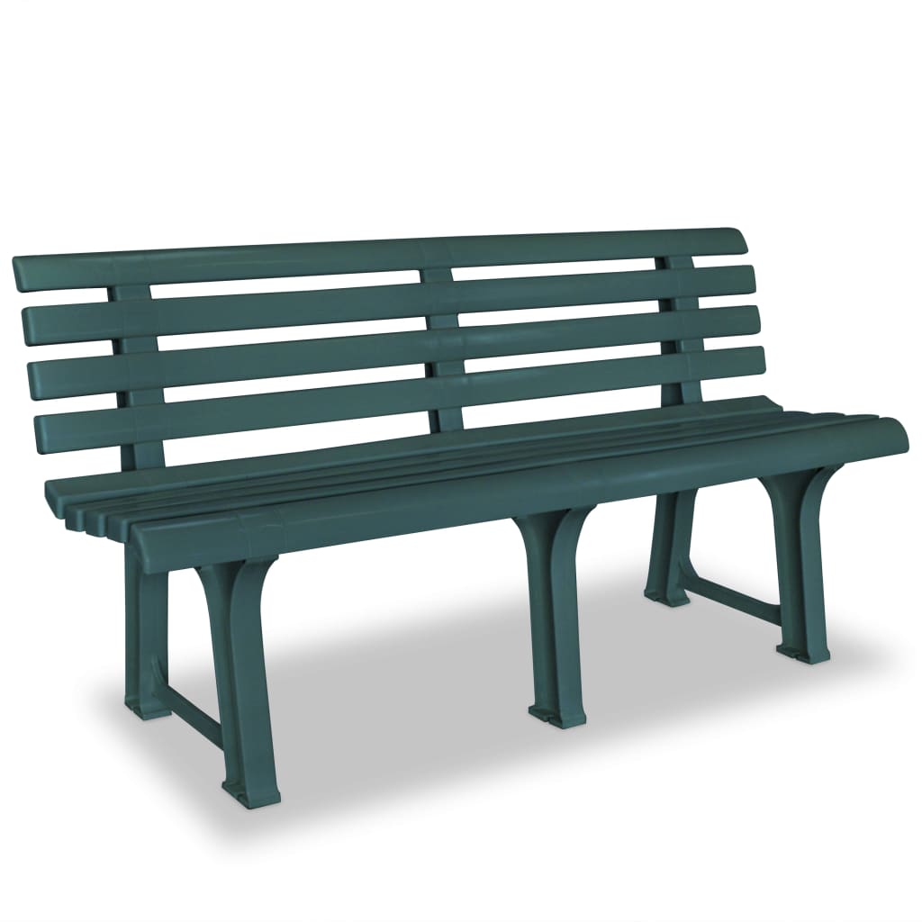 Green Plastic Garden Bench - 145.5 cm Durable Outdoor Seating