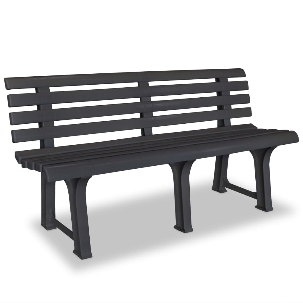 Elegant Anthracite Plastic Garden Bench - 145.5 cm Outdoor Seating