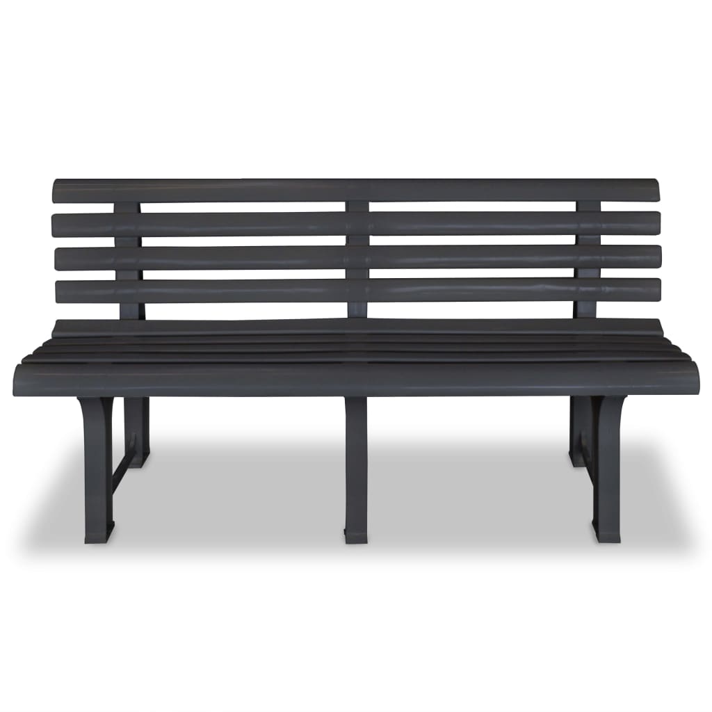 Elegant Anthracite Plastic Garden Bench - 145.5 cm Outdoor Seating