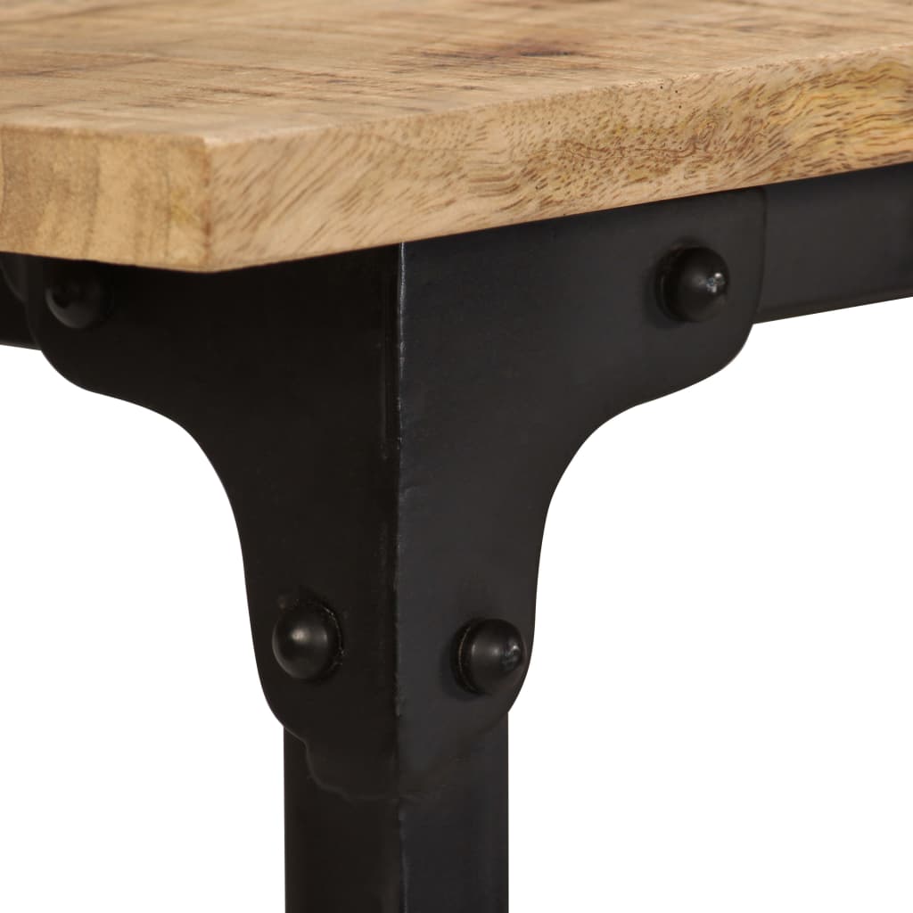 Solid Mango Wood Desk with Folding Stool, 115x50x76 cm