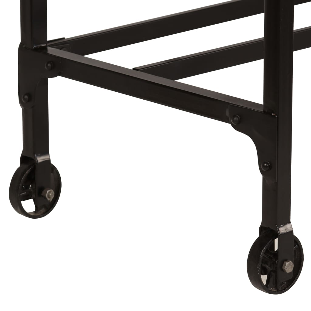 Solid Mango Wood Desk with Folding Stool, 115x50x76 cm