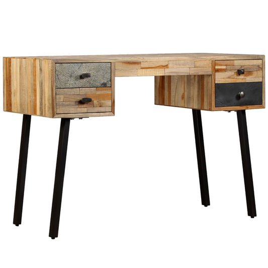 Solid Reclaimed Teak Writing Desk, 110x50x76 cm - Eco-Friendly Elegance