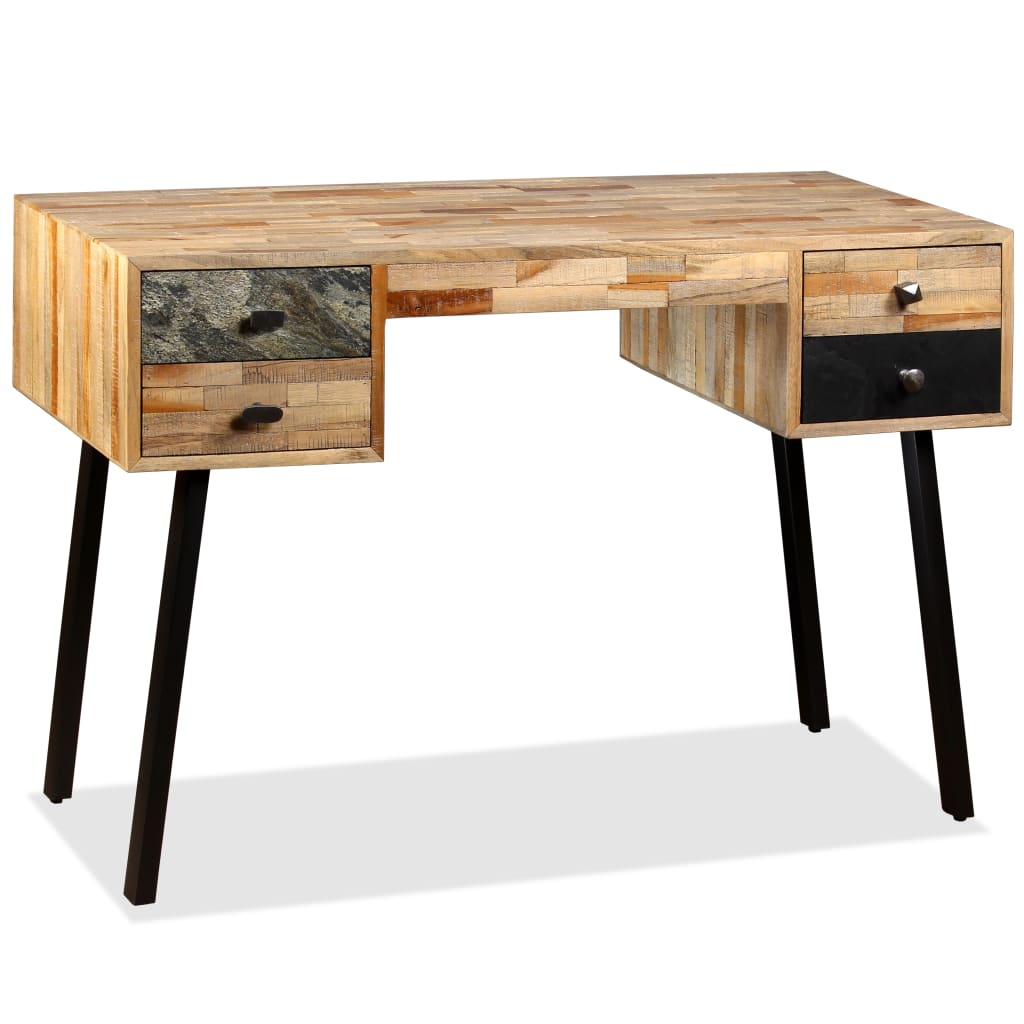 Solid Reclaimed Teak Writing Desk, 110x50x76 cm - Eco-Friendly Elegance