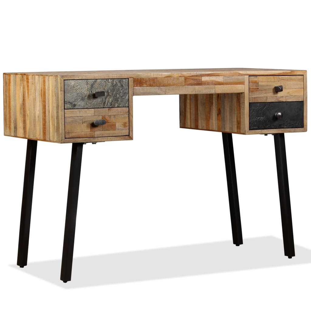 Solid Reclaimed Teak Writing Desk, 110x50x76 cm - Eco-Friendly Elegance