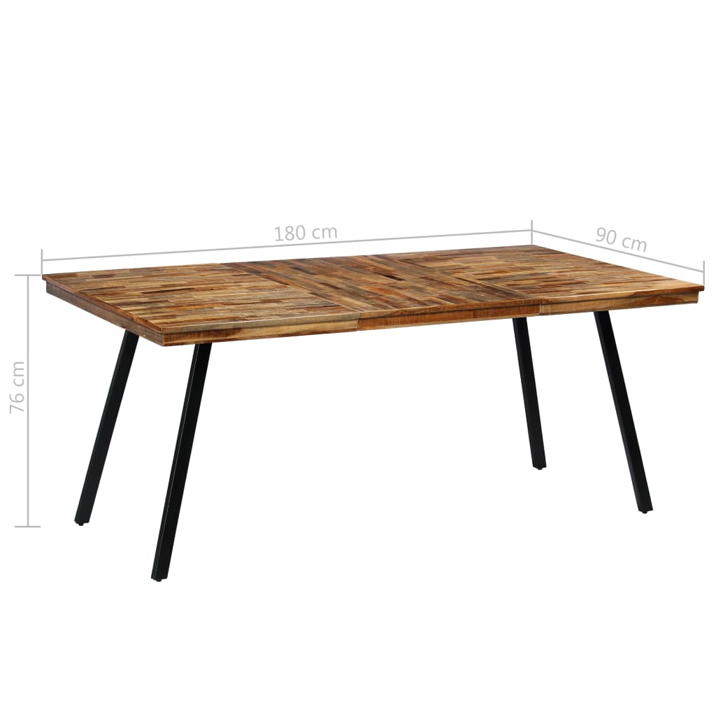 Reclaimed Teak & Steel Dining Table, 180x90x76 cm - Industrial Chic