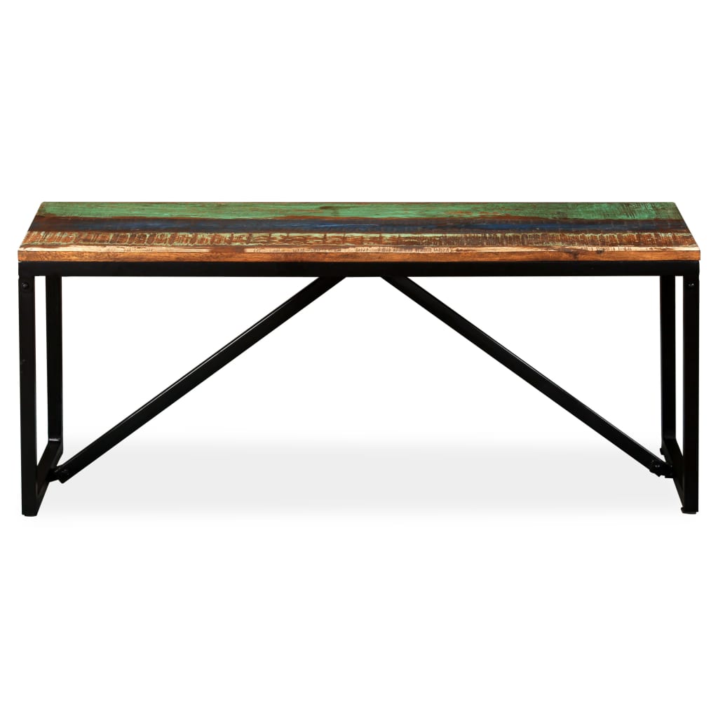 Rustic Reclaimed Wood Bench, 110x35x45 cm - Natural Finish