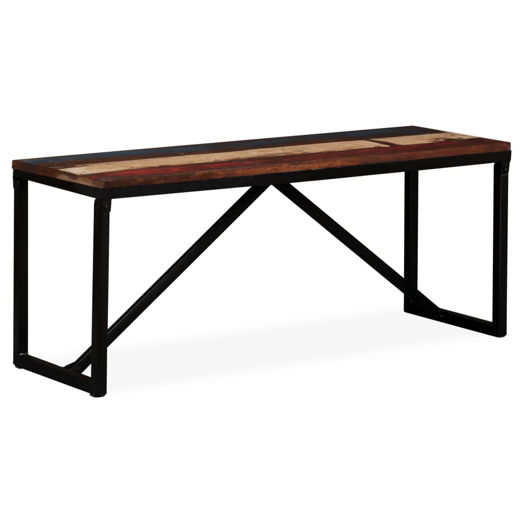 Rustic Reclaimed Wood Bench, 110x35x45 cm - Natural Finish