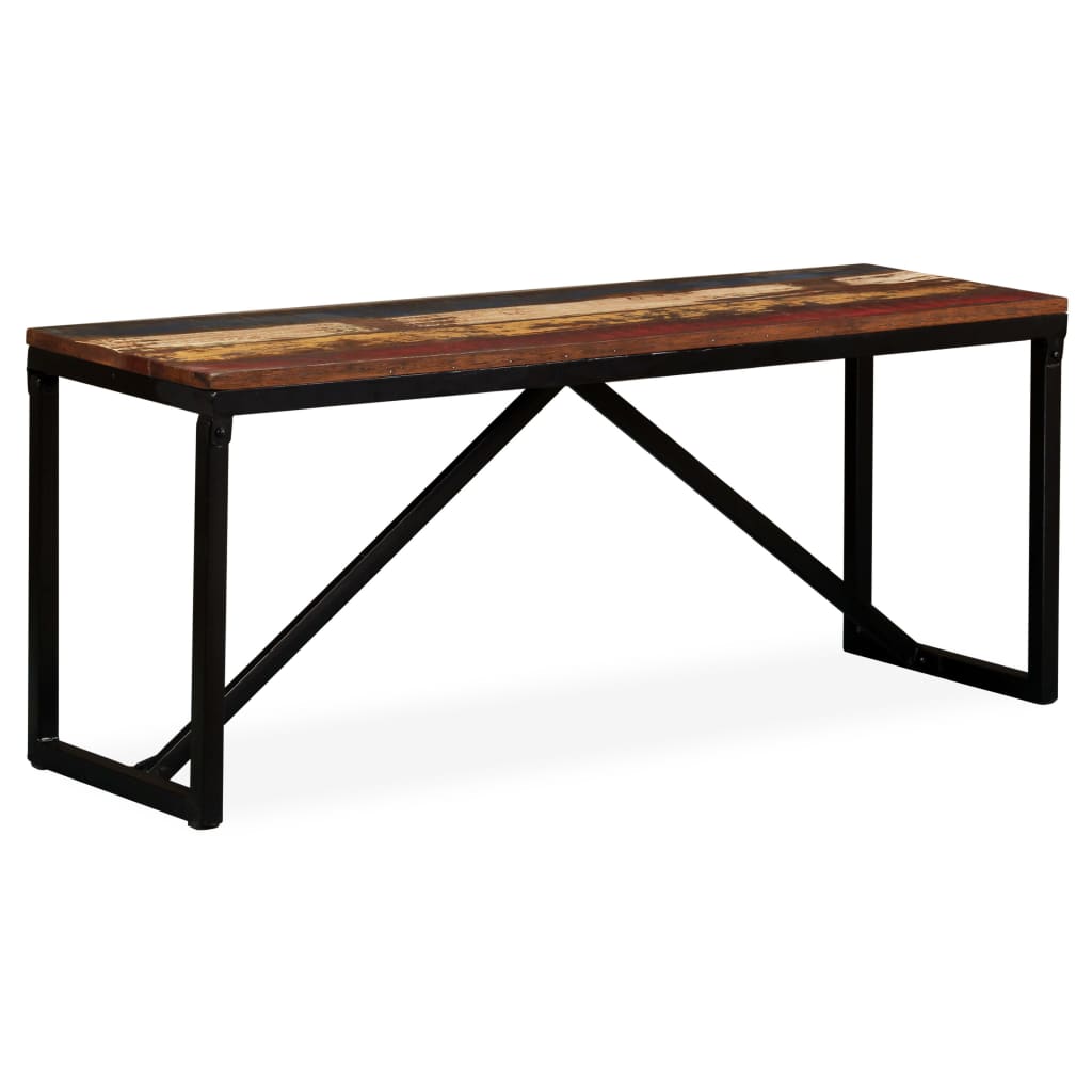 Rustic Reclaimed Wood Bench, 110x35x45 cm - Natural Finish
