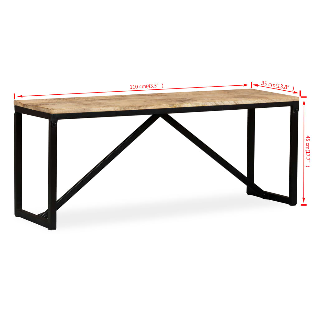 Mango Wood Bench 110x35x45 cm – Solid, Stylish Seating Solution