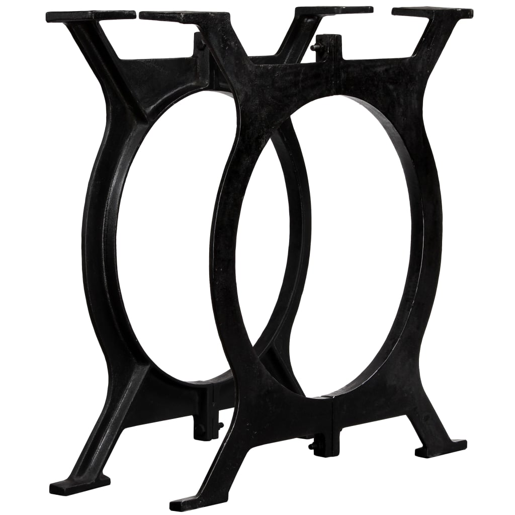 Industrial O-Frame Cast Iron Dining Table Legs 2 pcs - Black Finish