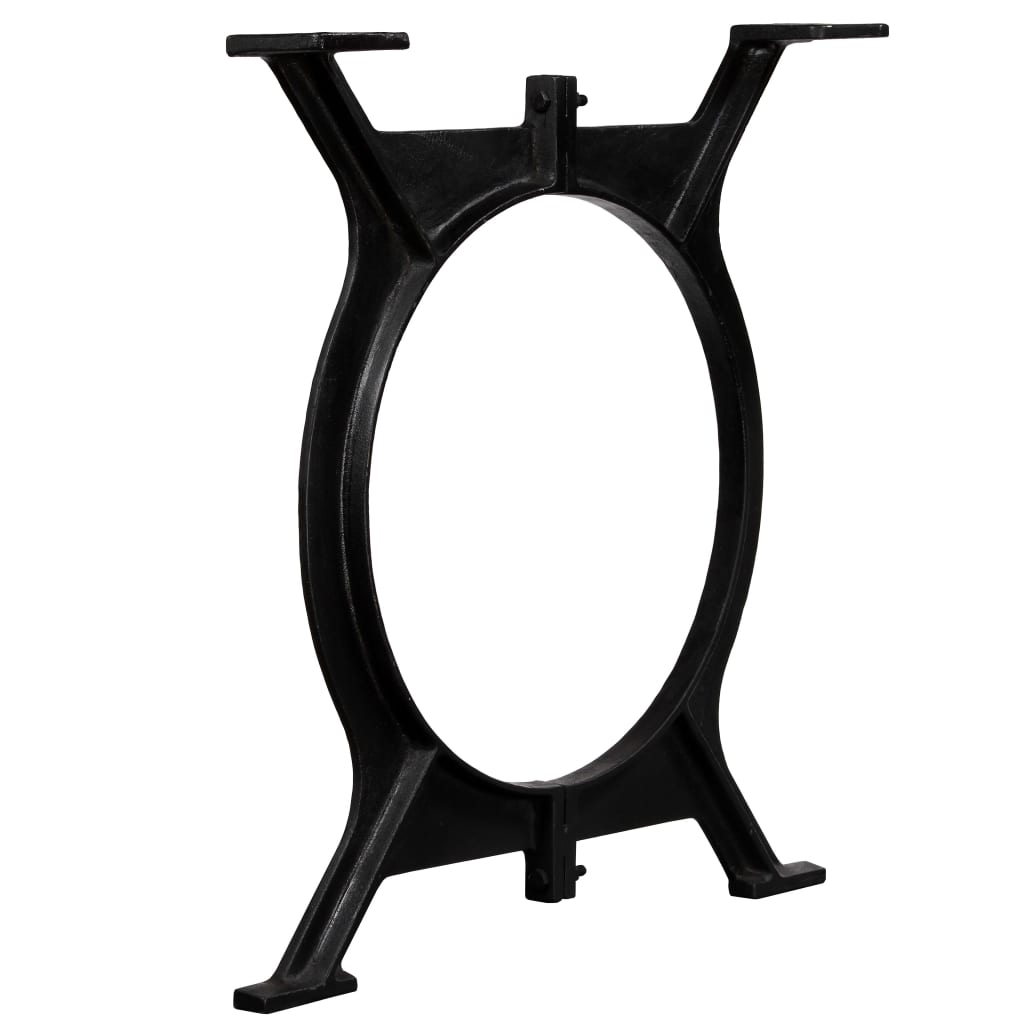 Industrial O-Frame Cast Iron Dining Table Legs 2 pcs - Black Finish