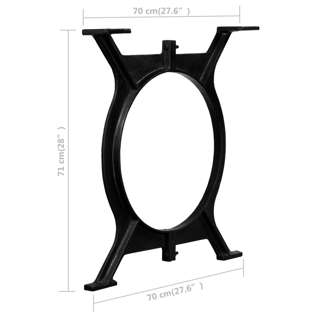 Industrial O-Frame Cast Iron Dining Table Legs 2 pcs - Black Finish