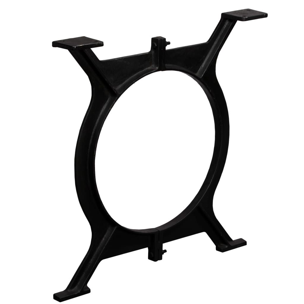 Industrial O-Frame Cast Iron Dining Table Legs 2 pcs - Black Finish