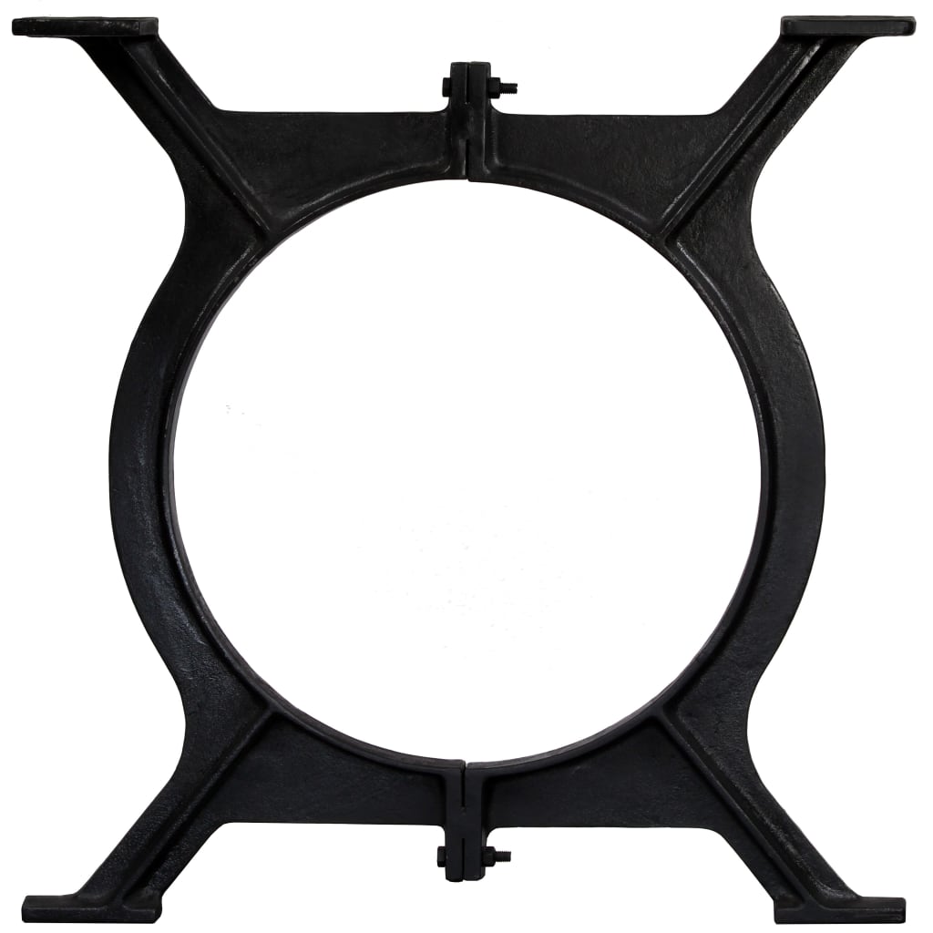 Industrial O-Frame Cast Iron Dining Table Legs 2 pcs - Black Finish