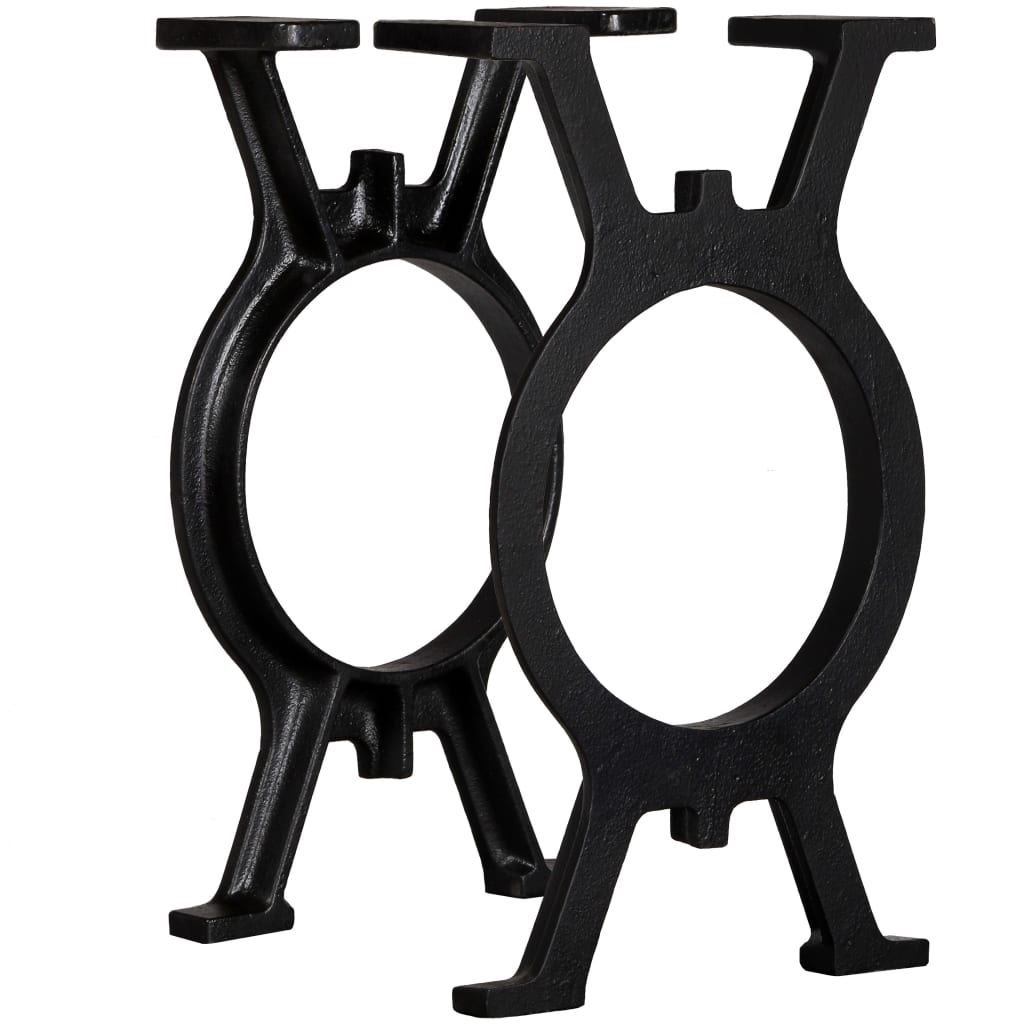 Black Cast Iron O-Frame Bench Legs Set - 2 Pcs