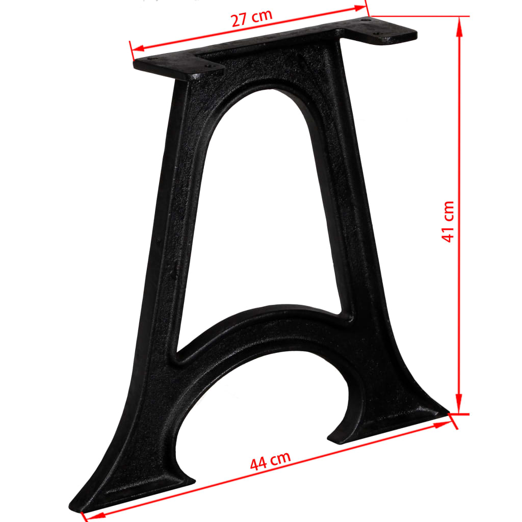 Elegant A-Frame Cast Iron Coffee Table Legs (2 pcs) - Arched Design