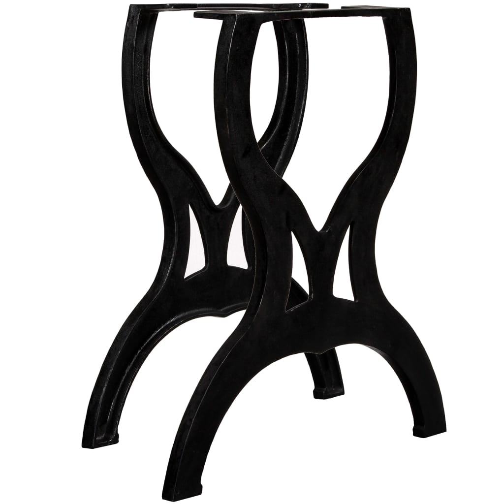 Industrial X-Frame Cast Iron Dining Table Legs Set of 2 - Black