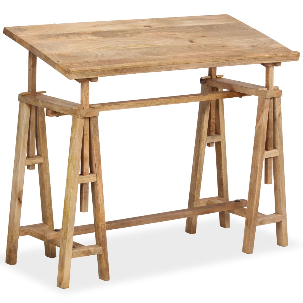 Solid Mango Wood Drafting Table 116x50x76 cm - Natural Finish