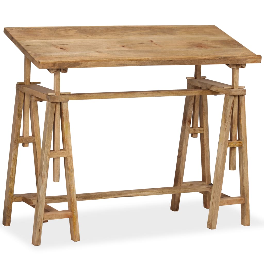 Solid Mango Wood Drafting Table 116x50x76 cm - Natural Finish
