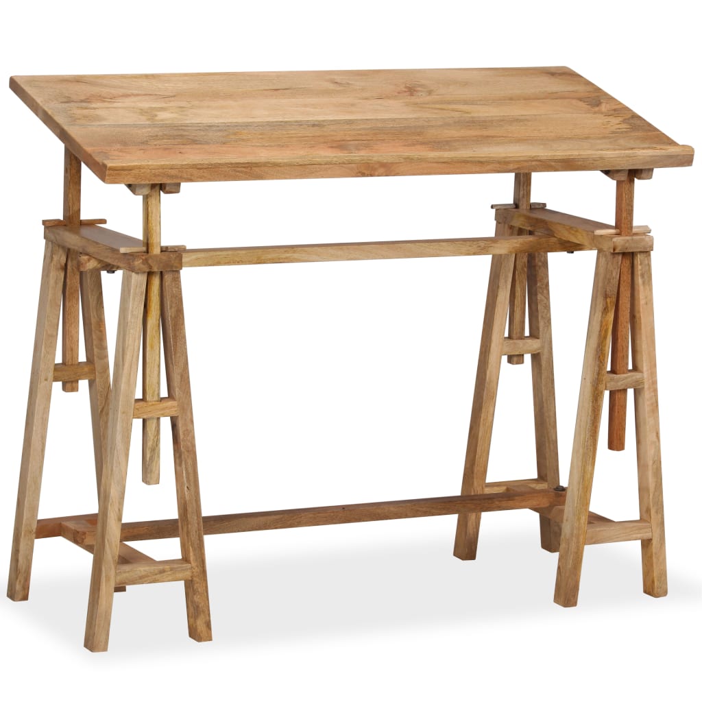 Solid Mango Wood Drafting Table 116x50x76 cm - Natural Finish