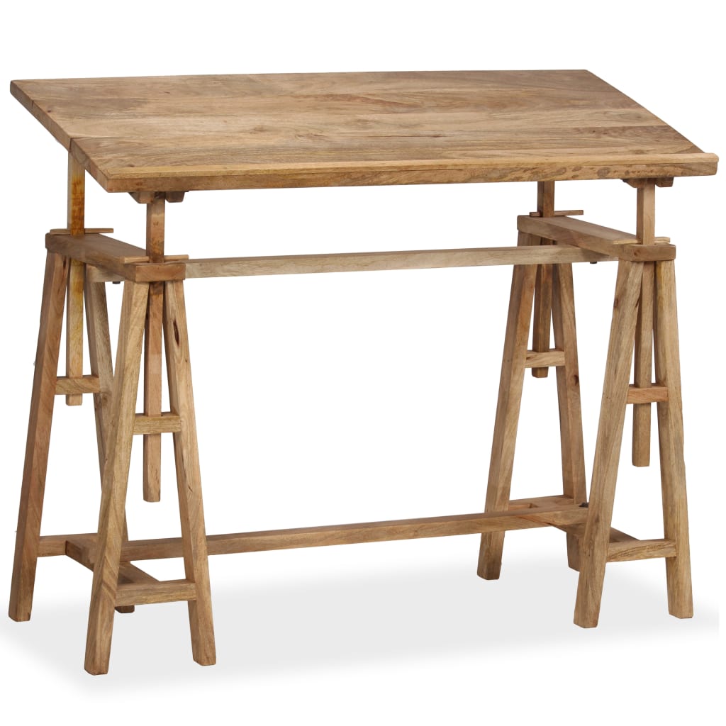 Solid Mango Wood Drafting Table 116x50x76 cm - Natural Finish