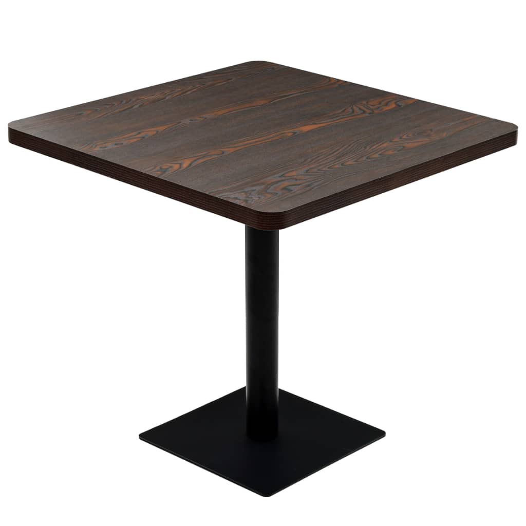 Dark Ash Bistro Table 80x80x75 cm - MDF & Steel Square Design