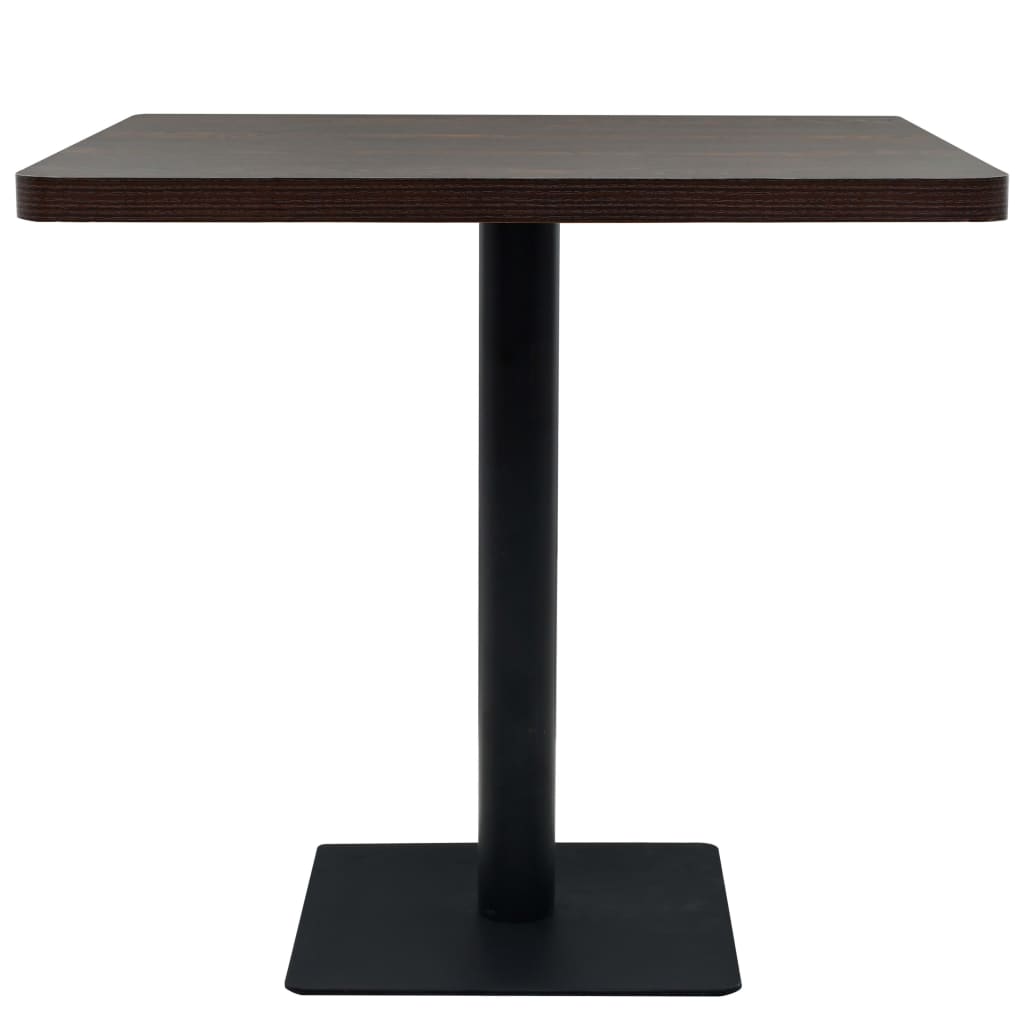 Dark Ash Bistro Table 80x80x75 cm - MDF & Steel Square Design