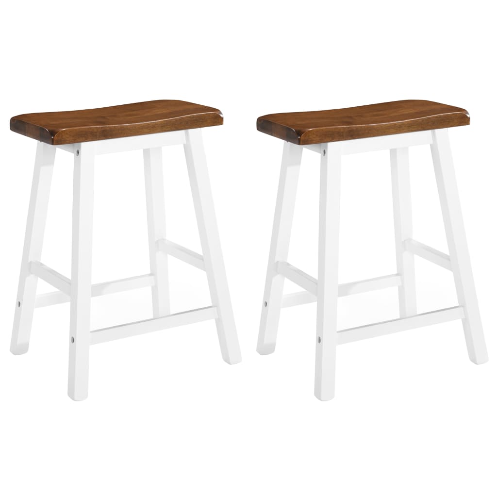 Classic Solid Wood Bar Stools - Set of 2, Natural Finish