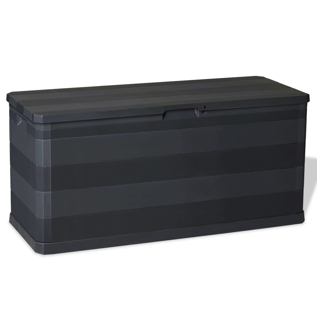 Black Garden Storage Box 117x45x56 cm - Durable Outdoor Solution
