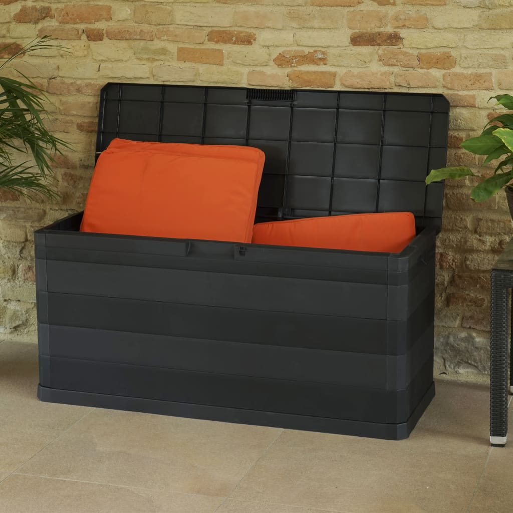 Black Garden Storage Box 117x45x56 cm - Durable Outdoor Solution