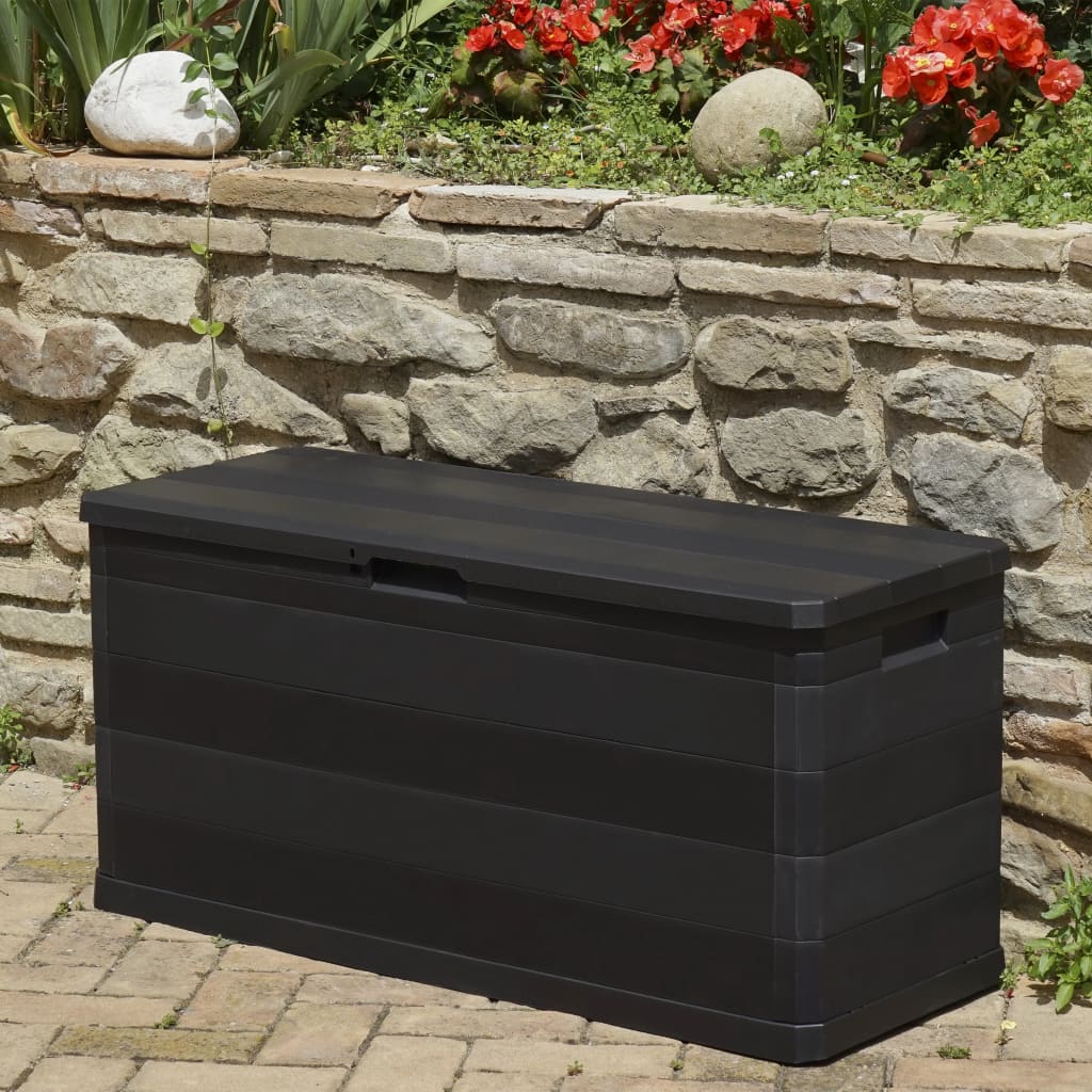 Black Garden Storage Box 117x45x56 cm - Durable Outdoor Solution