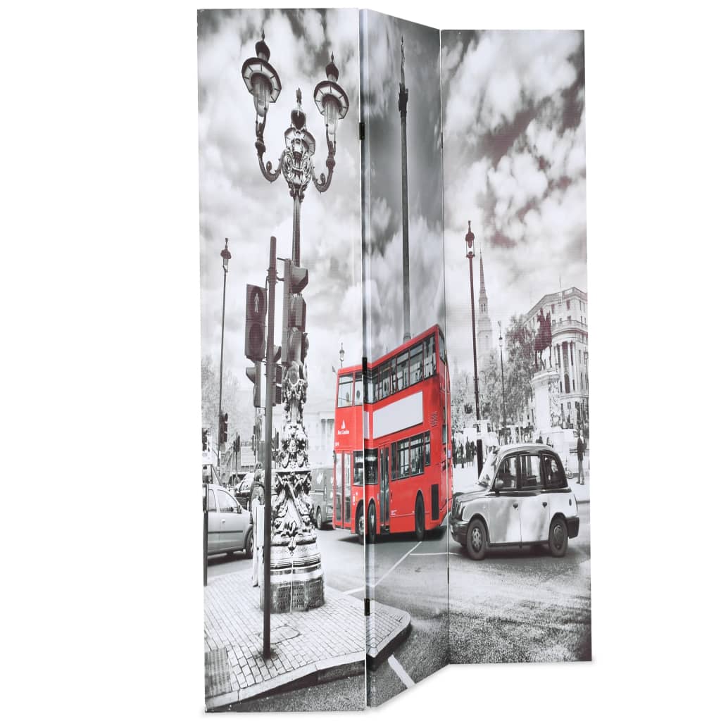 London Bus Folding Room Divider 120x170cm - Black & White Canvas