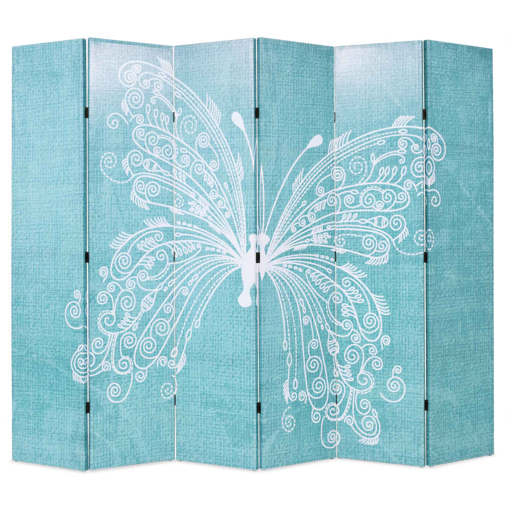 Butterfly Blue Folding Room Divider, 228x170 cm – Stylish Privacy Panel