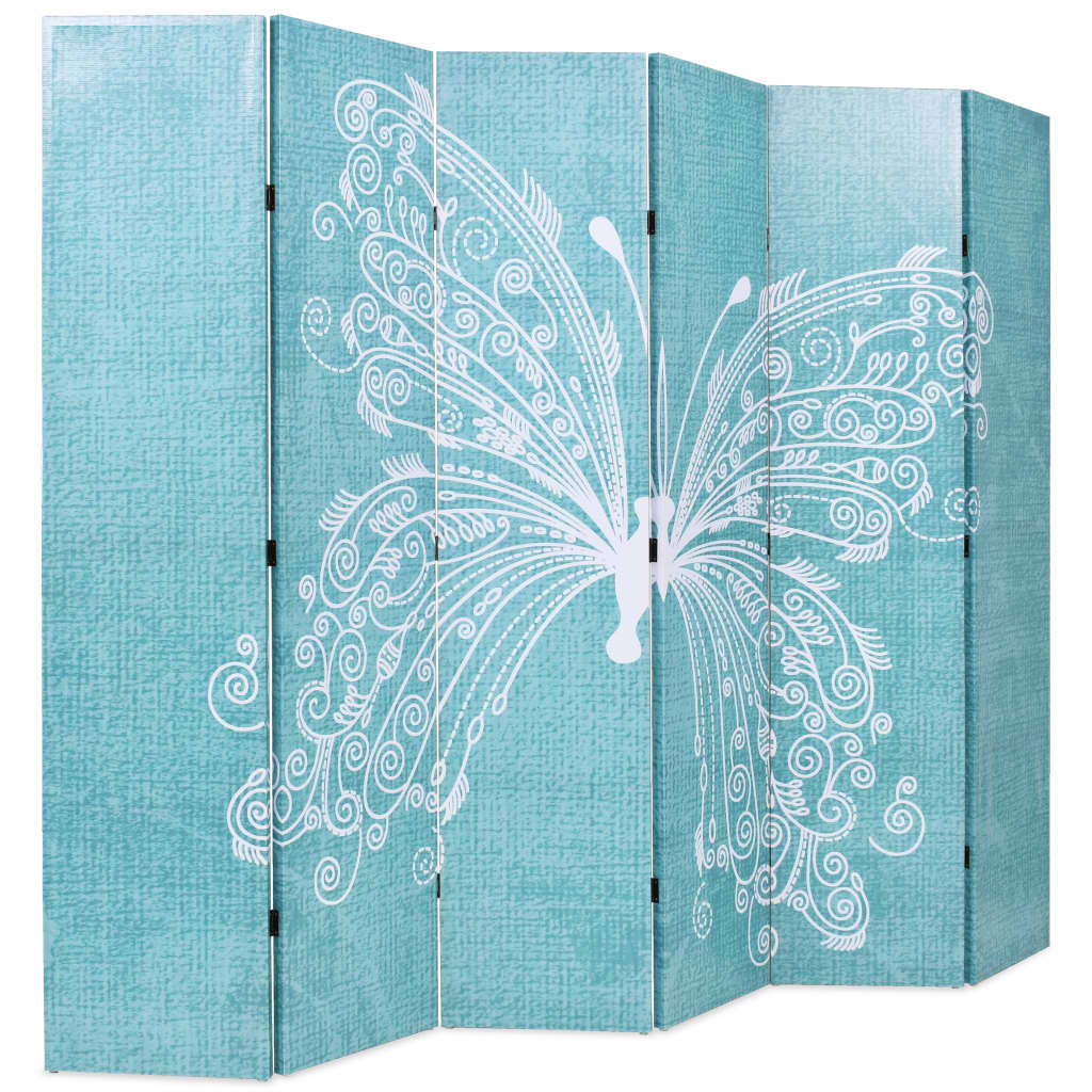 Butterfly Blue Folding Room Divider, 228x170 cm – Stylish Privacy Panel