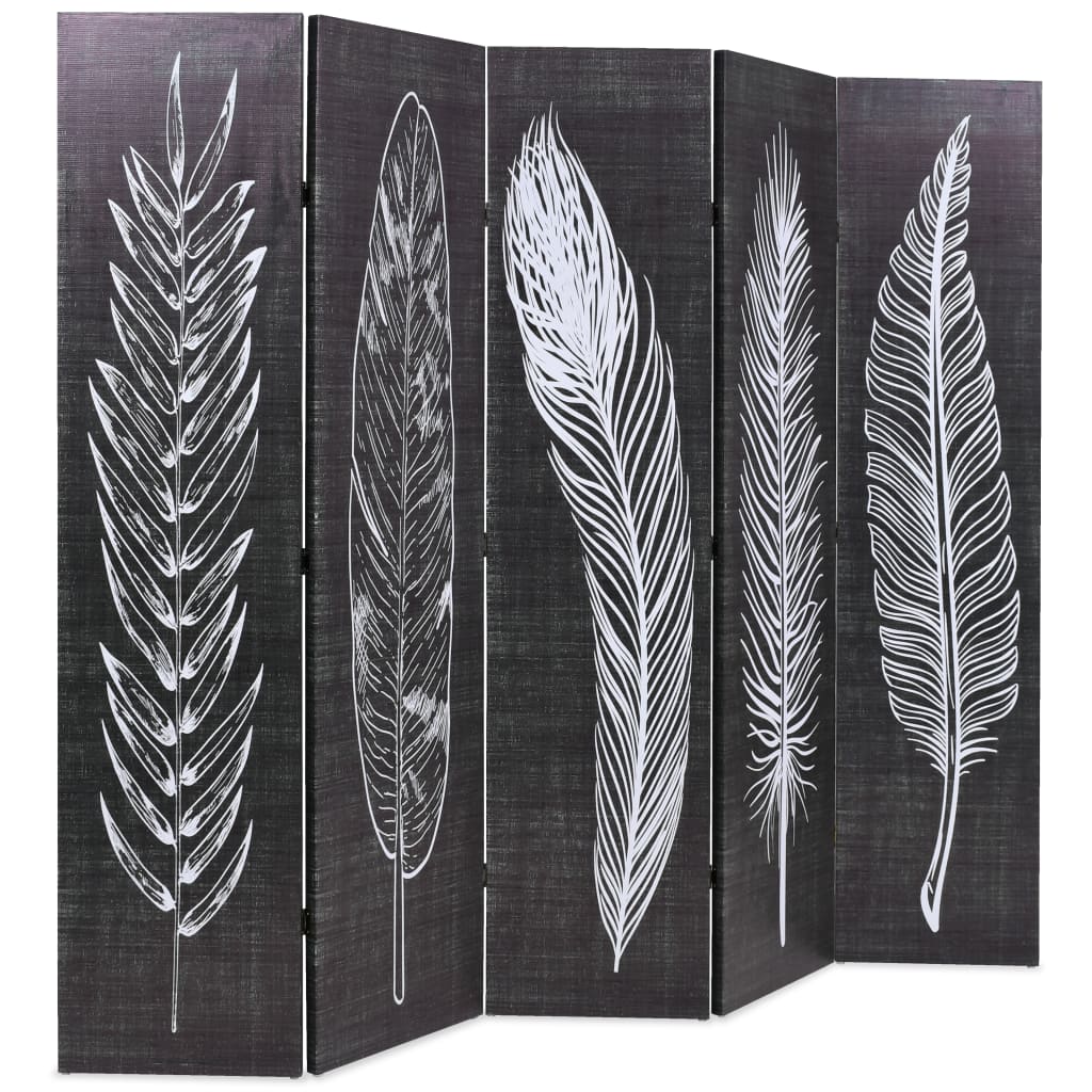 Black & White Feather Room Divider, 200x170 cm, Folding Design