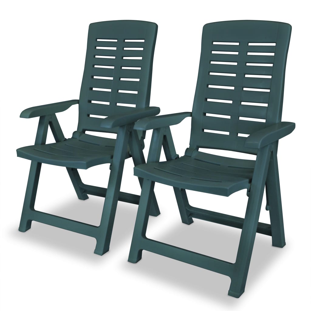 Green Plastic Reclining Garden Chairs Set of 2 - Durable & Stylish