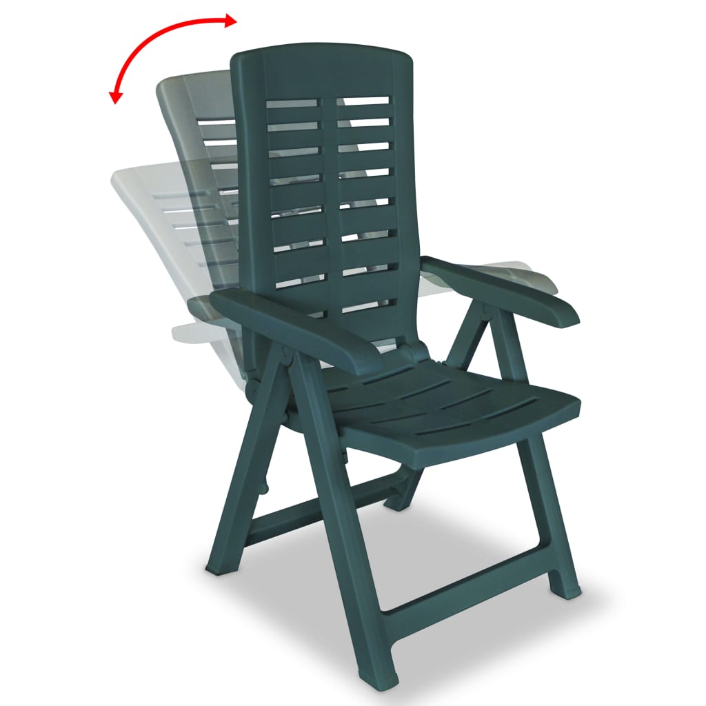 Green Plastic Reclining Garden Chairs Set of 2 - Durable & Stylish
