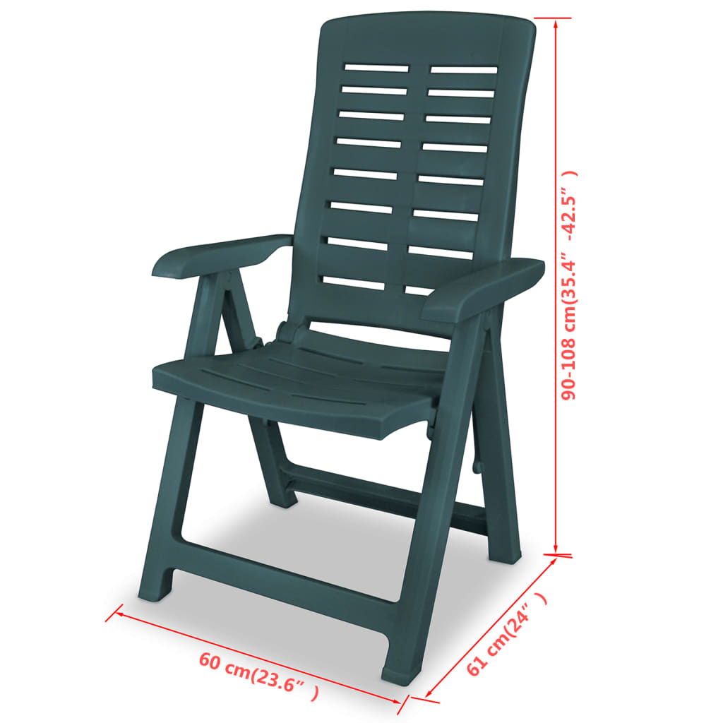 Green Plastic Reclining Garden Chairs Set of 2 - Durable & Stylish