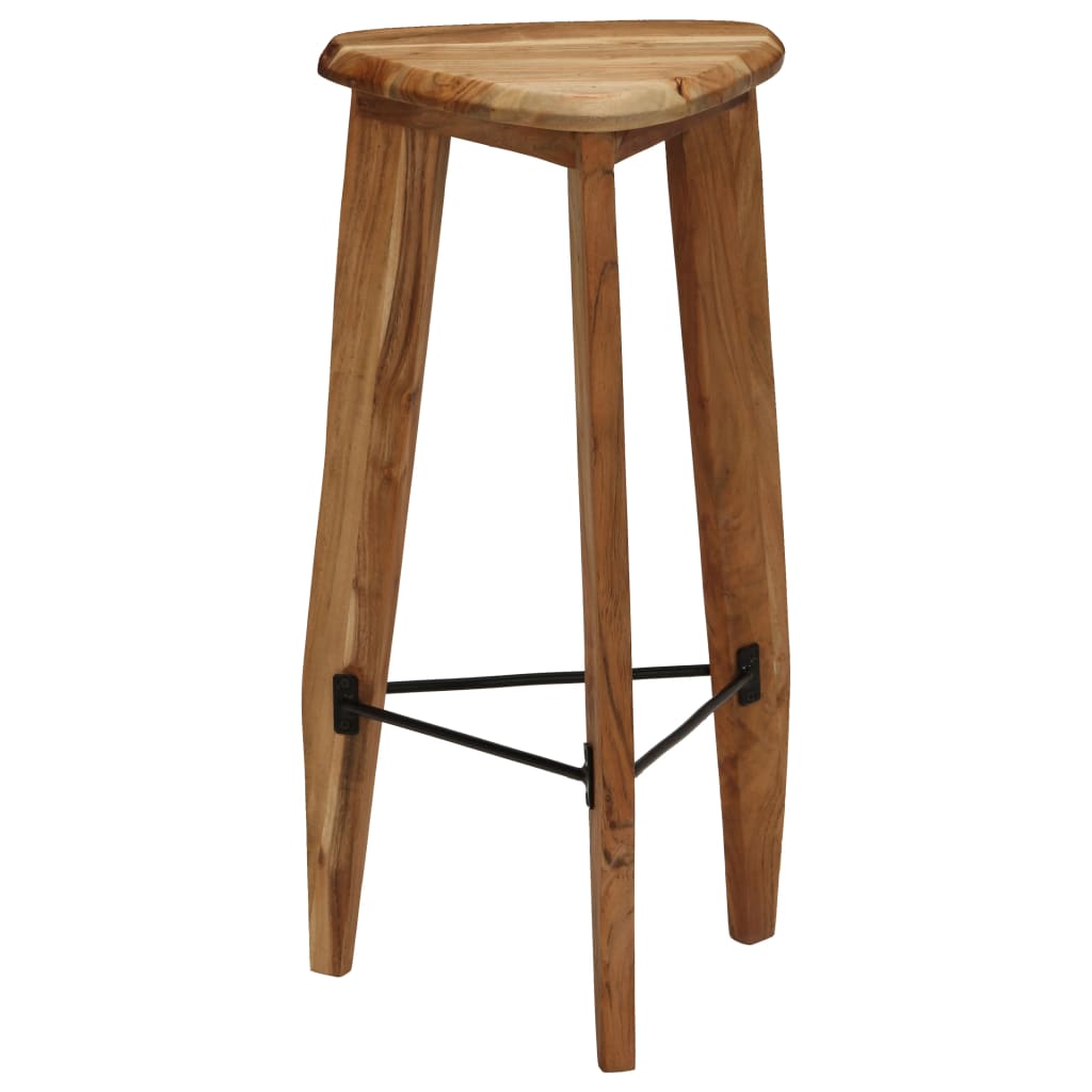 Solid Acacia Wood Bar Stools - Set of 2, Natural Finish