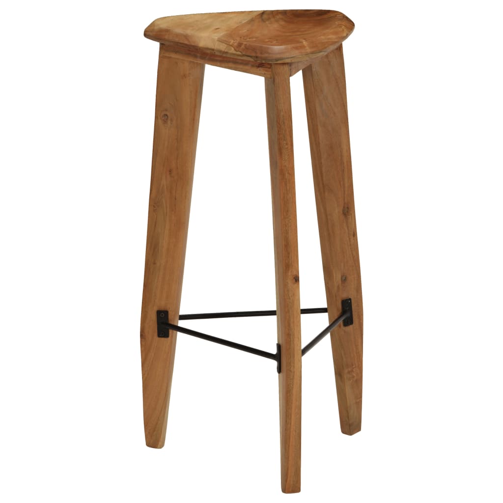 Solid Acacia Wood Bar Stools - Set of 2, Natural Finish
