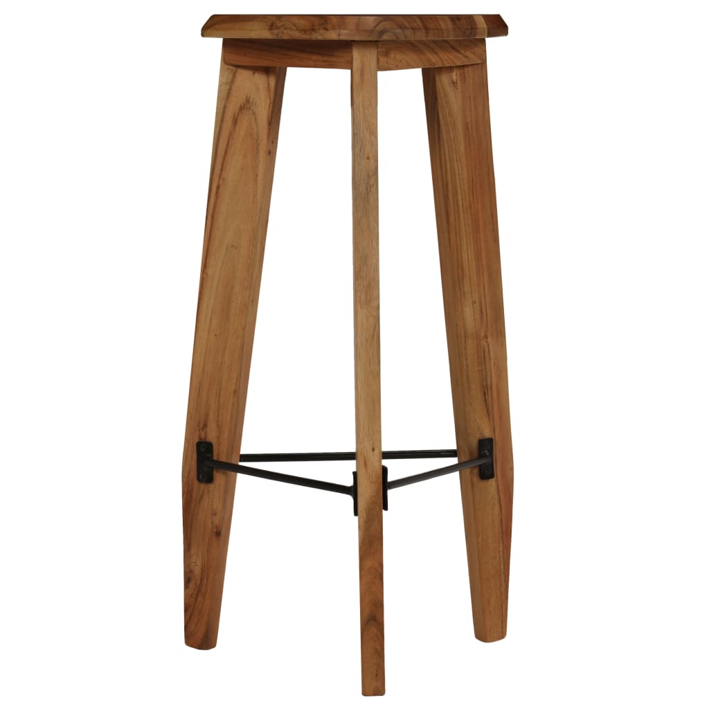Solid Acacia Wood Bar Stools - Set of 2, Natural Finish