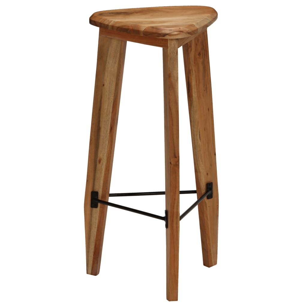Solid Acacia Wood Bar Stools - Set of 2, Natural Finish
