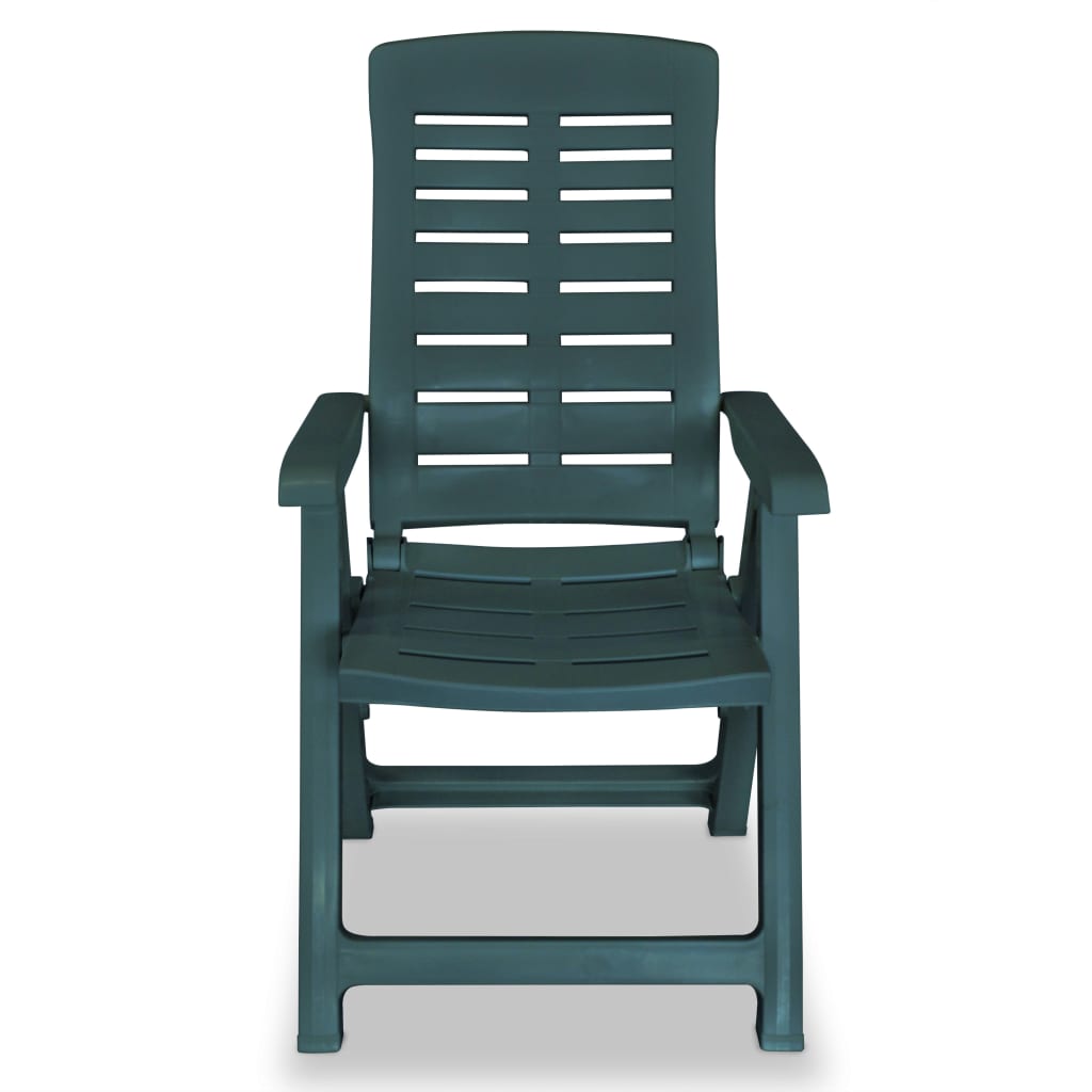 Set of 4 Green Plastic Reclining Garden Chairs - Comfortable & Stylish
