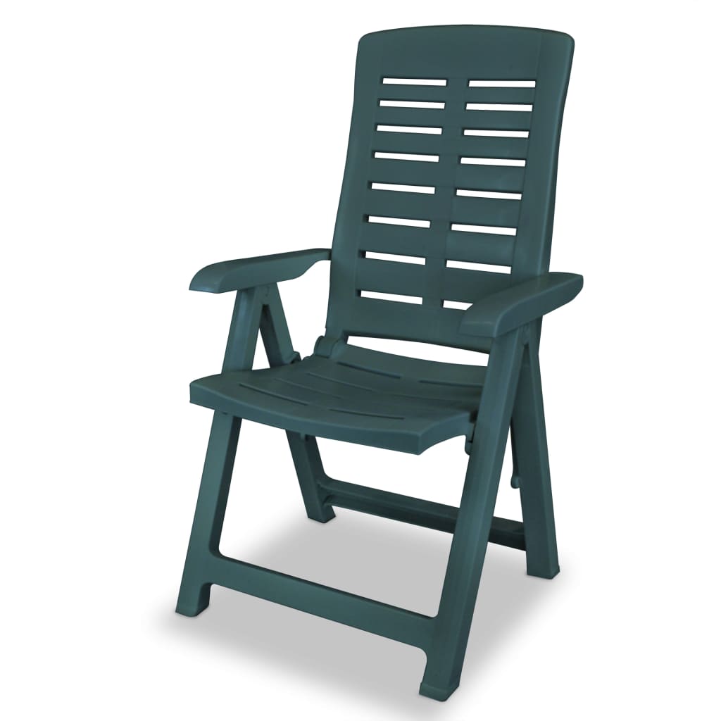 6-Piece Green Plastic Reclining Garden Chairs Set
